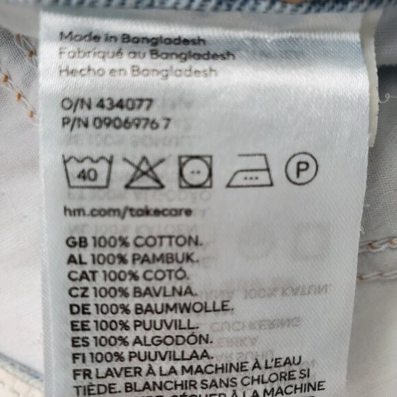 H&M & Denim Boyfriend Low Waist Light Wash Distressed Straight Leg Jeans Size 6 - Picture 9 of 15